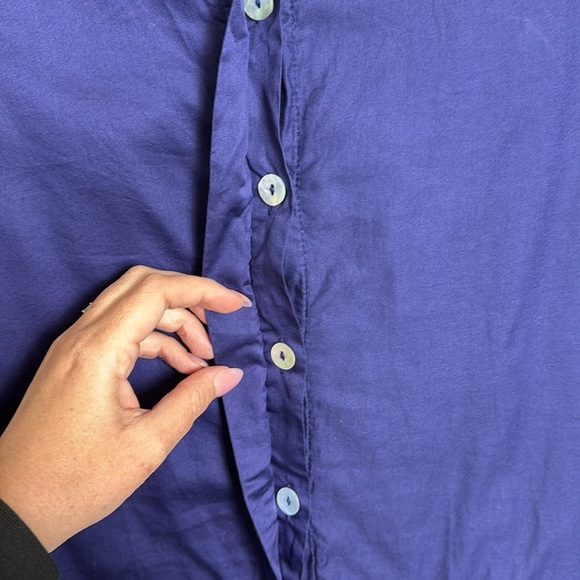 Bryn Walker Oversized Button Down Tunic Top Royal Blue Size Large - Picture 4 of 7